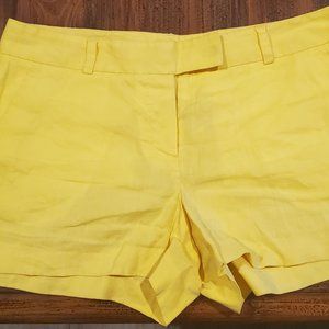 Theory Lemon Yellow Linen Bennie Easton Shorts Size 2
